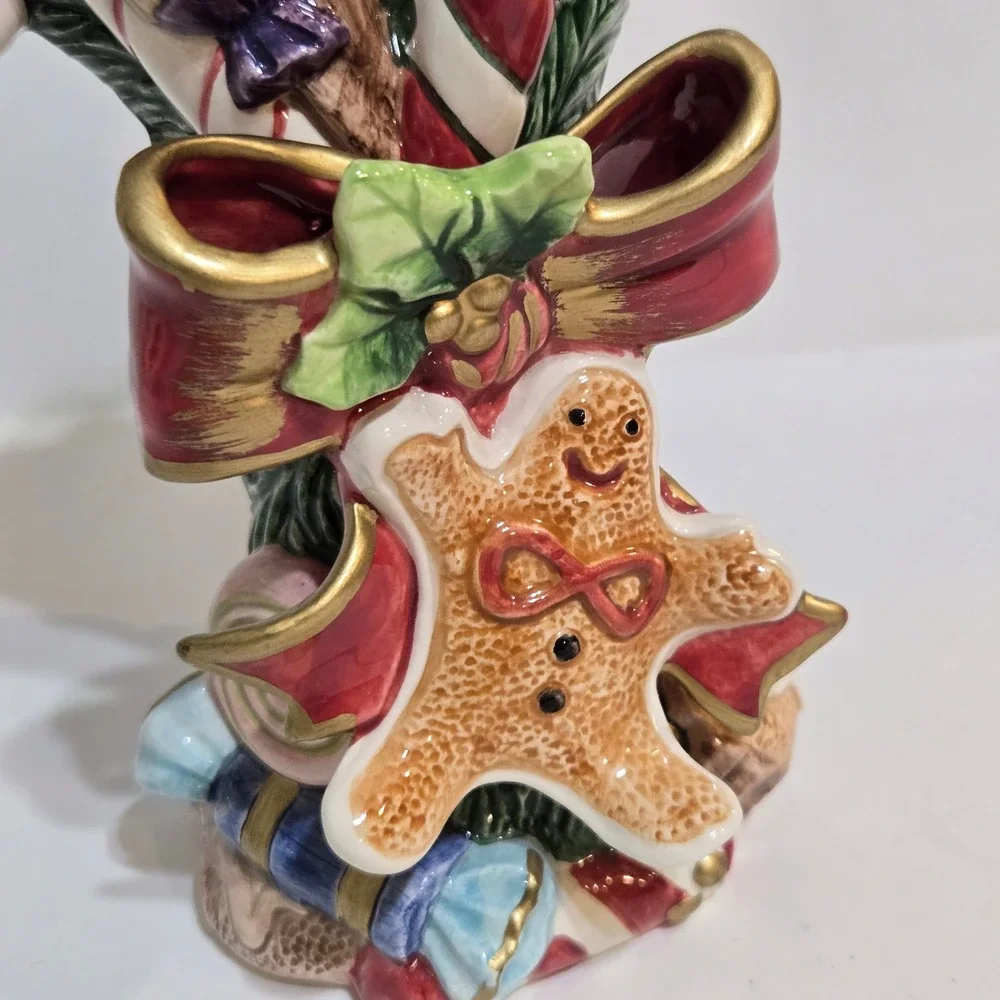 1996 Vintage Fitz & Floyd Candle Holder Sugar Plum Christmas Gingerbread Candy